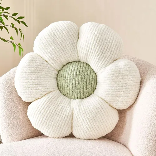 Miniatura 11 de Kcvvcr Almohada Decorativa de Flores, Almohada de Suelo Suave Blanca con Forma de 14.9" para Decoración del Hogar, Lindas Almohadas Decorativas