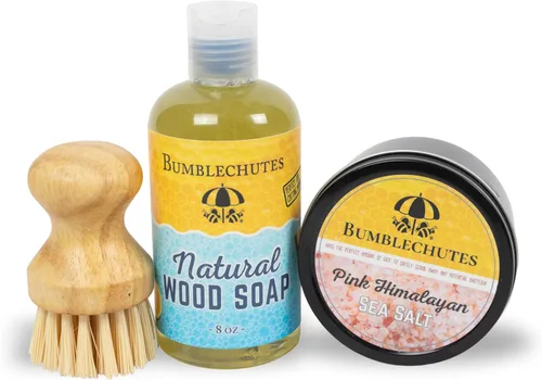 Miniatura 9 de Bumblechutes Kit de cuidado de tabla de cortar de madera, caja de regalo, limpia, hidrata, protege, tabla de cortar de cera de abeja natural, aceite
