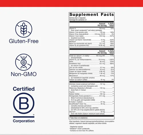 Miniatura 4 de Metagenics AdvaClear - Soporte diario de desintoxicación con vitaminas B, zinc y ácido pantoténico, apoya la salud hepática e inmunológica* - Sin