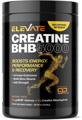 Polvo de monohidrato de creatina micronizada, sin estimulación, preentrenamiento con creatina 0.18 oz y electrolitos patentados goBHB para mejorar