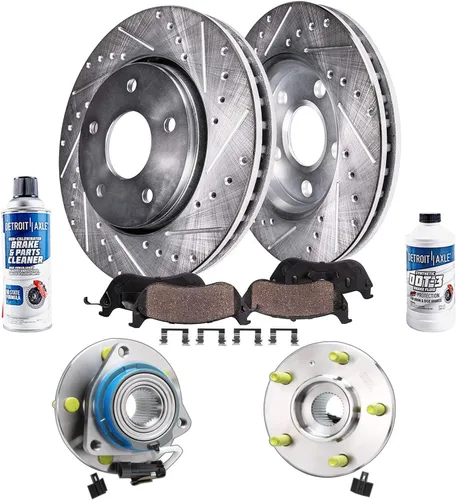 Miniatura 52 de Detroit Axle - Kit de freno delantero para Ford Explorer Mercury Mountaineer 2002-2005 Bujes de rodamiento de rueda perforados y ranurados rotores