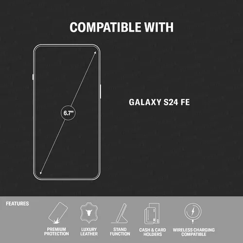 Miniatura 2 de TORRO Funda compatible con Samsung Galaxy S24 FE 5G – Funda de piel premium tipo cartera con función atril y ranuras para tarjetas