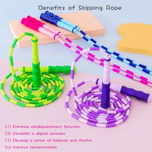 Miniatura 7 de Cuerda de saltar para niños, niñas y niños, cuerdas de saltar suaves con cuentas, cuerda de saltar ajustable, cuerda segmentada sin enredos