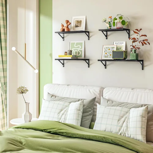 Miniatura 7 de YGEOMER Estantes flotantes para pared, estantes de pared negros de diferentes tamaños para sala de estar, baño, dormitorio, cocina, decoración