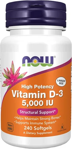 Miniatura 7 de NOW Vitamina D-3 5,000 UI,120 cápsulas blandas