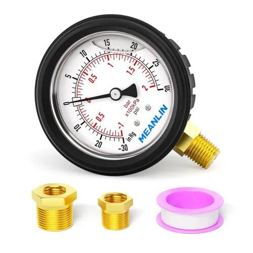 Miniatura 99 de MEANLIN MEASURE - Manómetro de acero inoxidable, relleno de líquido, esfera con cara de 2.5 pulgadas, NPT de 1/4 de pulgada, agua, aceite y gas