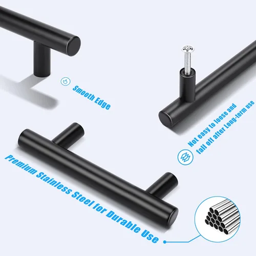 Miniatura 5 de Asas para gabinete de cocina, de acero inoxidable, color negro