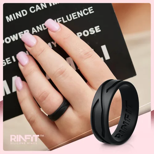 Miniatura 4 de Anillo de boda de silicona para hombres y mujeres paquete de 4 5 anillas diseño de anillos de goma de silicona cómodo y duradero juego a juego