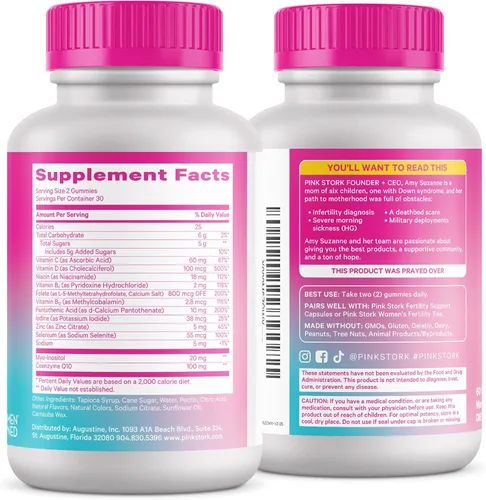 Miniatura 9 de Pink Stork Gomitas de fertilidad prémium Suplementos de fertilidad para mujeres con CoQ10, mio-inositol + vitaminas prenatales Apoyo a