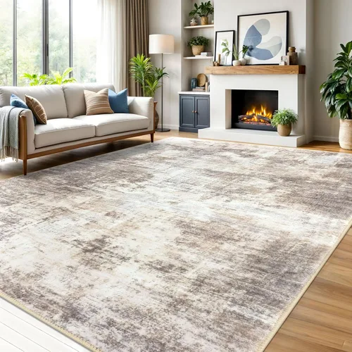 Miniatura 121 de IOHOUZE Alfombra pequeña abstracta de 2 x 3 pies, alfombra de entrada lavable para entrada interior, alfombras con respaldo de goma, alfombra gris