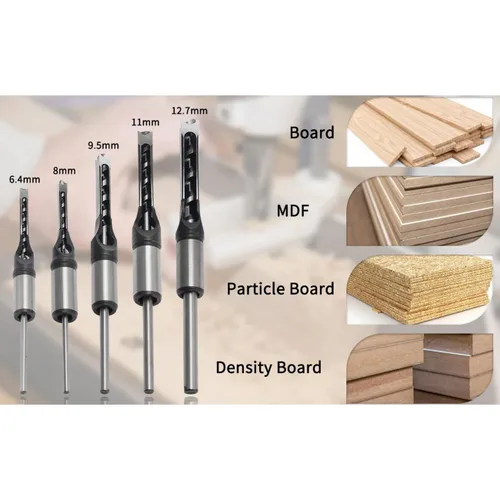 Miniatura 4 de Woodworker - Juego de 5 brocas cuadradas para carpintería, 5 piezas de taladro cuadrado para carpintería, sierra de agujero de madera con taladro