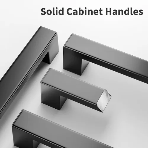 Miniatura 4 de Cobbe Paquete de 10 manijas cuadradas color negro mate para gabinetes de 3 pulgadas (2.992 in), tiradores de gabinete de cocina, tiradores de cajón