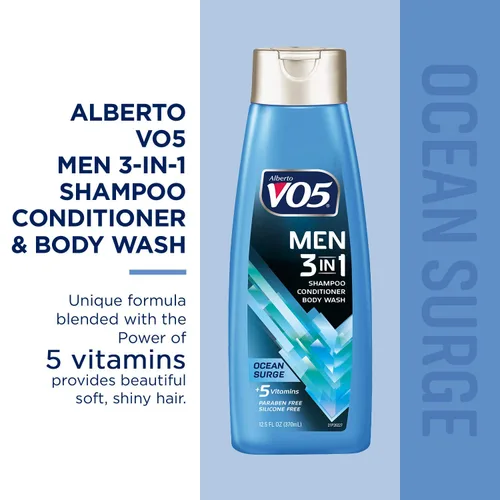 Miniatura 2 de Alberto VO5 - Champú acondicionador y gel de baño 3 en 1 para hombre, Ocean Surge, 5 vitaminas esenciales A, H, C, B5 y B3 para ayudar a nutrir e