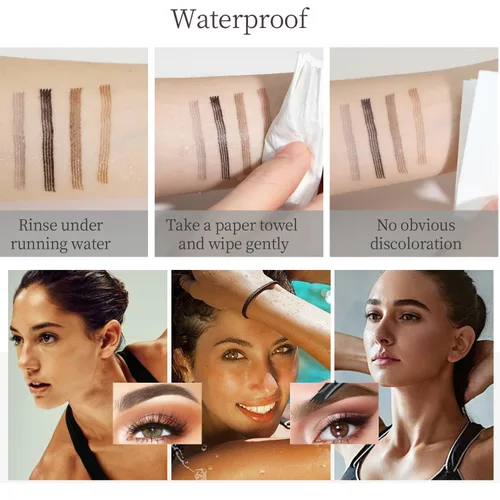 Miniatura 7 de Lápiz de cejas Microblading, lápiz líquido para cejas micro 4 puntas, lápiz de cejas de larga duración, resistente al agua y a las manchas, #01