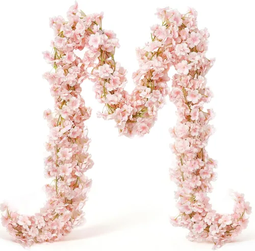 Miniatura 10 de YRIOWMI 10 guirnaldas de rosas falsas, flores artificiales de vid de 7.5 pies, para mesa, telón de fondo de boda, arco, pared, fiesta, manto, Champán