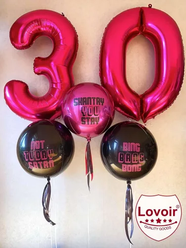 Miniatura 4 de Lovoir Globo rosa intenso de 40 pulgadas, 30 dígitos gigantes, de papel de aluminio de Mylar para helio, globos de color rosa intenso para fiesta