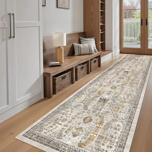 Miniatura 174 de Madane Tapete lavable de 2 x 10 pies para pasillo, cocina, recibidor, clásico, suave, antideslizante para interiores, casa de campo, baño, sala