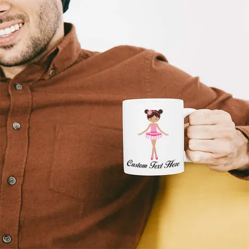 Miniatura 4 de Taza de café divertida personalizada Taza de café Ballerina Dance Flower Brown Hair S Taza de té de cerámica blanca 11 onzas Texto personalizado aquí