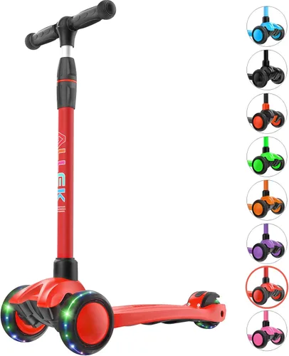 Miniatura 8 de Allek - Patinete B03, Monopatín de 3 ruedas con ruedas de PU extra anchas y luminosas, sistema Lean 'N Glide, manillar ajustable a cualquier altura