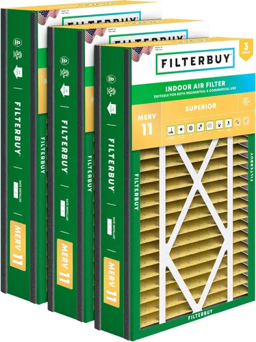 Miniatura 24 de Filterbuy Filtro de aire MERV 11 de 10 x 17 x 2 pulgadas para defensa de mascotas y alergias (paquete de 3), filtros exteriores plisados