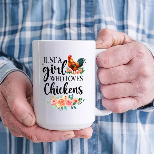 Miniatura 3 de Taza personalizada con texto en inglés "Just A Girl Who Loves Chick", tazas de cerámica con nombre personalizado para amantes del pollo, regalos