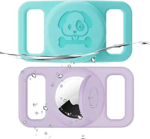 Miniatura 10 de Paquete de 2 soportes impermeables para collar de perro AirTag compatibles con Apple AirTag, soporte de silicona oculto para Airtag Tracker, negro