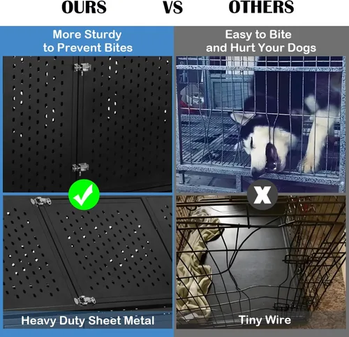 Miniatura 2 de Jaula indestructible para perros de 44 pulgadas, resistente a escapes, con techo puntiagudo para perros grandes y medianos de alta ansiedad, jaula