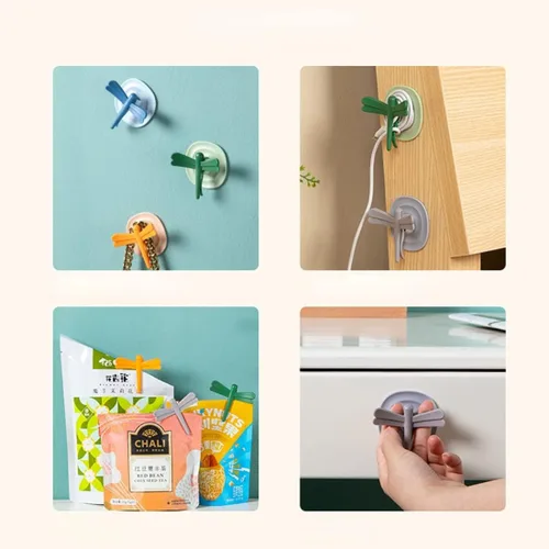 Miniatura 6 de Paquete de 4 ganchos magnéticos, ganchos adhesivos de pared de 22 libras (máx.), ganchos multifuncionales extraíbles de libélula multifunción