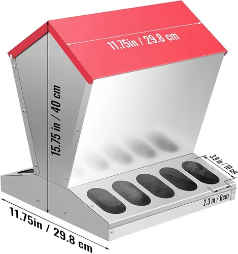 Miniatura 7 de shengyi Comedero galvanizado para pollo de 11.5 a 55 libras, alimentador de aves de corral a prueba de ratas con tapa, resistente a la intemperie