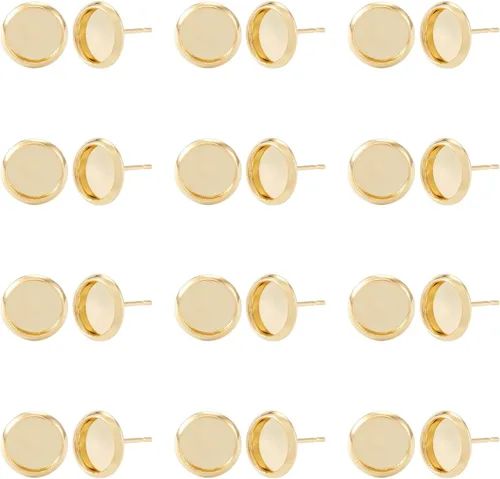 Miniatura 9 de Craftdady 400 aretes de acero inoxidable de 0.15 a 0.55 pulgadas, 8 tamaños, almohadillas planas, redondas, en blanco, para hacer joyas Almohadilla