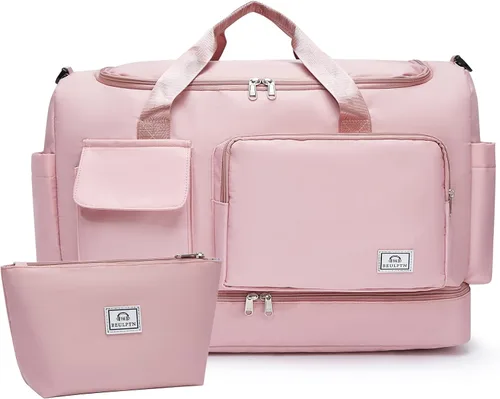 Miniatura 40 de Bolsa de Gimnasio Pequeña para Mujer, Bolsa de Lona de Viaje, Bolsa de Fin de Semana con Compartimento para Zapatos