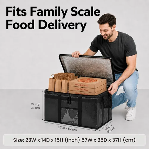 Miniatura 3 de NZ home Durable 3XL PRO Bolsa Térmica Aislada y Calentador de Alimentos para Entrega y Compras de Comestibles con Cremallera Superior, Azul Grado