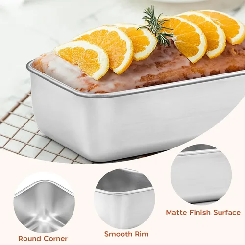 Miniatura 3 de Onader Molde para pan para hornear, sartén profunda de acero inoxidable de 9 x 5 pulgadas