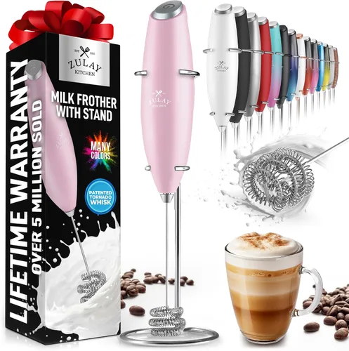 Miniatura 575 de Zulay Milk Boss Espumador de leche potente manual, hace espuma para latte, batidor para mezclar bebidas, café, miniespumador para capuchino, frappé