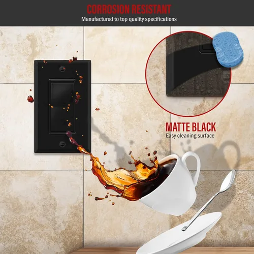 Miniatura 3 de ENERLITES Placa de Pared Metálica para Interruptor Decorativo, Tapa de Tomacorriente, Resistente a la Corrosión, Tamaño Estándar 1-Gang 4.50" x