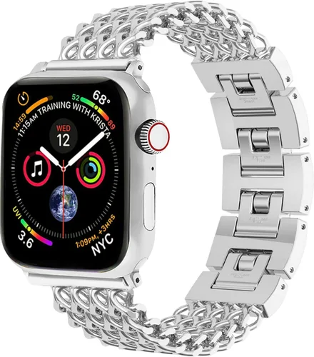 Miniatura 12 de Compatible With Apple Watch Band 38mm 40mm 41mm 42mm 44mm 45mm Ultra Stainless Steel Metal Cowboy Chain Style Replacement iWatch Series87654321