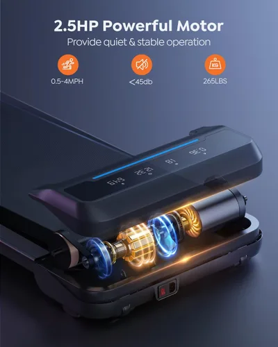 Miniatura 7 de ACEZOE Caminadora con 10% de inclinación, caminadora para debajo del escritorio, cintas de correr portátiles compactas para oficina en casa