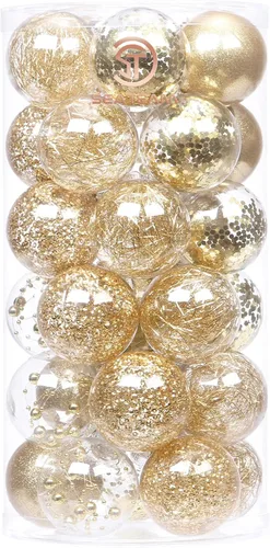 Miniatura 23 de Sea Team Juego de bolas de Navidad de plástico transparente inastillables, bolas decorativas de varios tamaños con relleno delicadas decoraciones