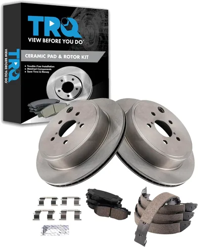Miniatura 11 de TRQ Kit de pastillas de freno y rotor Posi trasero premium con zapatas de estacionamiento para camión GM SUV