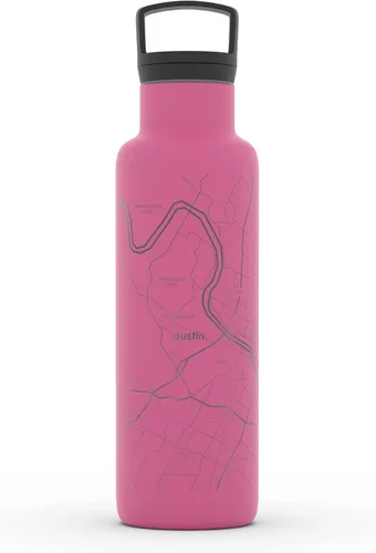 Miniatura 134 de Well Told Botella de agua aislada con mapa de Washington DC grabado, botella de acero inoxidable grabada (21 onzas, blanco) botella aislada de mapa