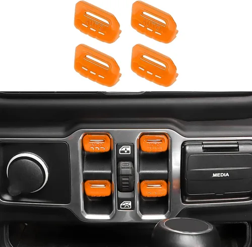 Miniatura 9 de Jimen Compatible con Jeep Wrangler JL JLU 2018-2023 y Jeep Gladiator JT 2020-2023, 4 piezas de cubierta de interruptor de botón de ventana