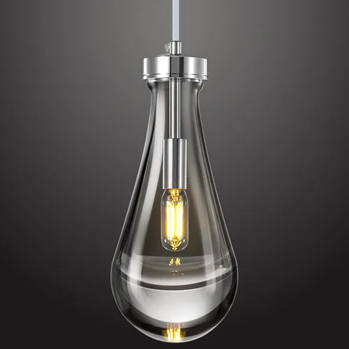 Miniatura 20 de Juego de 2 lámparas colgantes con forma de gota de lluvia, para isla de cocina, lámparas colgantes cromadas de cristal sólido transparente, Cromo