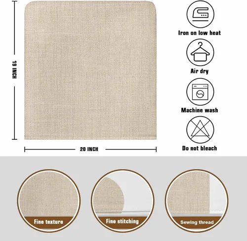 Miniatura 3 de Paquete de 4 fundas de lino beige para sillas de comedor, color liso puro, lavable, extraíble, fundas para sillas de respaldo, funda de respaldo