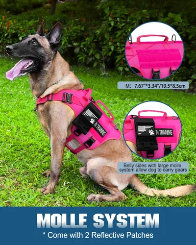 Miniatura 5 de Arnés Táctico para Perros - PETNANNY Arnés para Perros Chaleco de Perro de Servicio para Perros de Raza Grande, Panel de Velcro para Parches de Rosa
