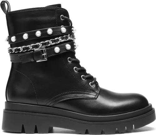 Miniatura 2 de DREAM PAIRS Botas de combate de plataforma de moda para mujer, con cordones, suela gótica, botines al tobillo