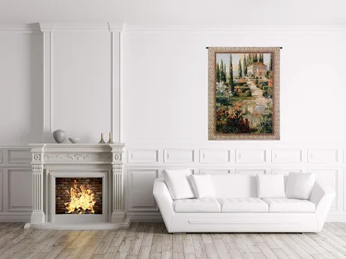 Miniatura 3 de Toscana Estate Tapiz tejido para colgar Villa Italiana Country Garden 100% algodón tamaño EE. UU. 53 x 42