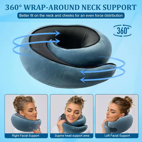 Miniatura 2 de Almohada de cuello avión, almohada de viaje, almohada de avión, almohada de viaje de espuma viscoelástica, almohada de cuello de viaje para aviones
