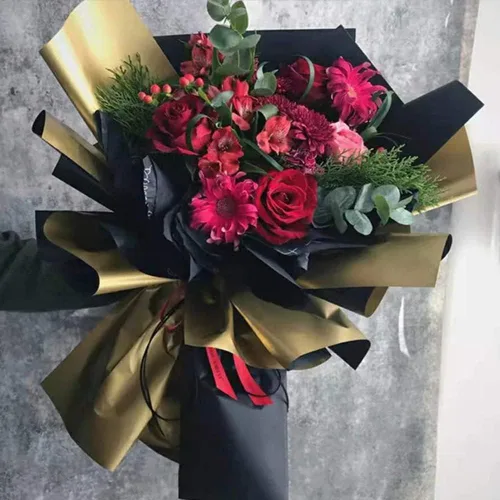 Miniatura 4 de Featuman Papel de regalo floral impermeable, 22 x 22 pulgadas, papel de doble cara para ramo de flores frescas, embalaje de regalo, suministros