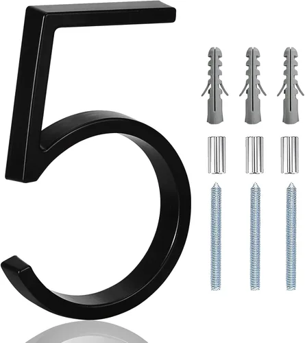 Miniatura 15 de Número de casa flotante de acero inoxidable de 5 pulgadas, números de casa modernos de metal antioxidante con kits de clavos para puerta, jardín