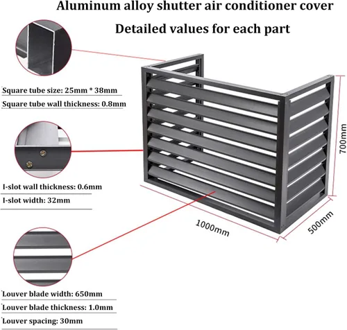 Miniatura 4 de Cubierta de aire acondicionado para ventana al aire libre, de aluminio, resistente a la intemperie, cubierta de protección central de aire